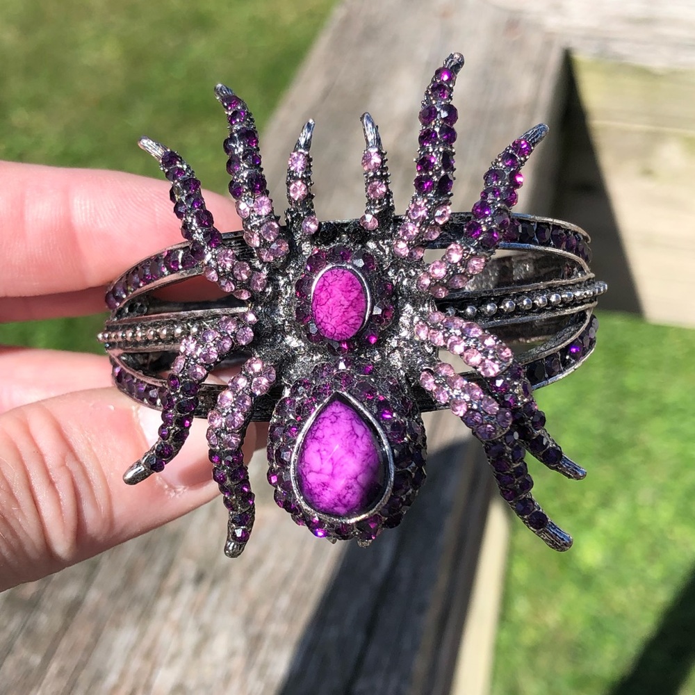 Spider Purple Gem Pewter Cuff! NEW!